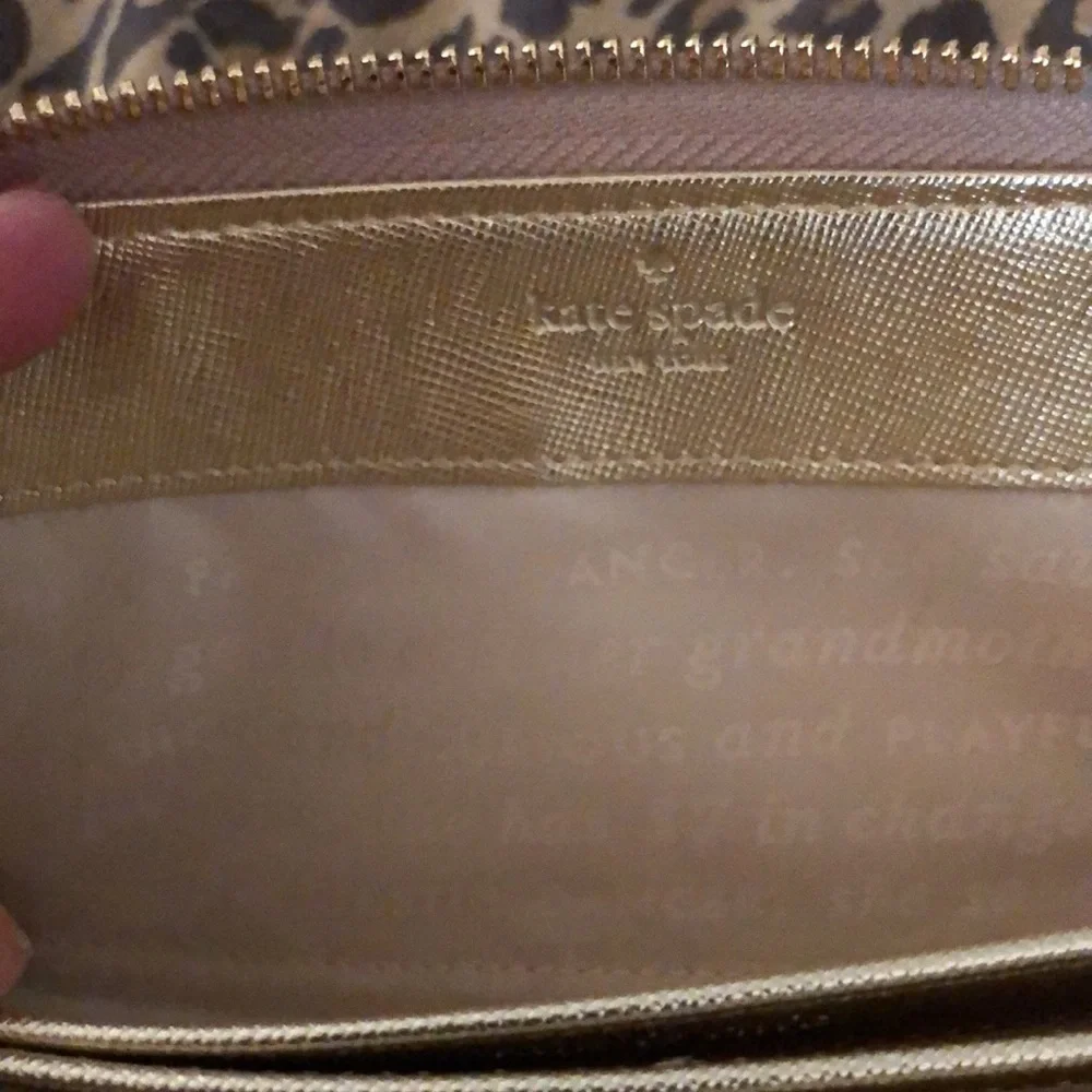 Kate Spade Gold metallic full size zip Wallet with Phone Storage & wrist strap